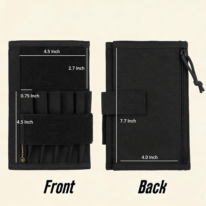 KOSIBATE Tactical Notebook Cover, Military Army Leader Book Cover, 8x5 Inch (Black)