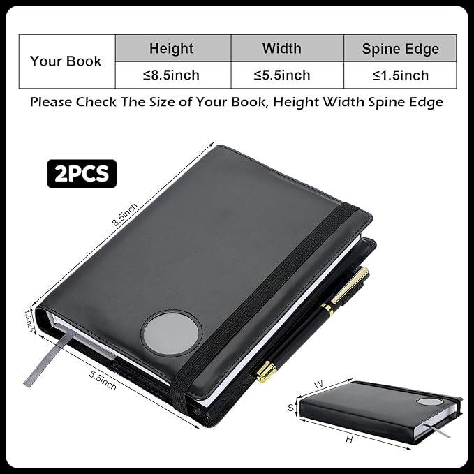 Motipuns 2 Pack Double AA Book Cover & 12 Steps & 12 Leather Double AA Book Cover Medallion Holder Paperback Protector Leather Gift for Women Men (Black)