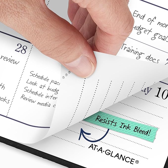 AT-A-GLANCE 2027 Planner, Weekly & Monthly, 3" x 6", Pocket Size Fine Diary, Faux Leather Hardcover, Black (72020527)