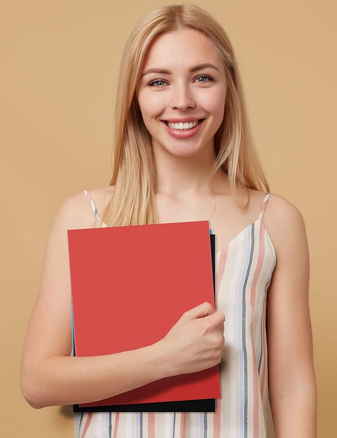 SUNEE Folders with Pockets(25 Pack, Red), 2 Pocket Folders Fit Letter Size Paper, Paper File Folder for School Office Home Business