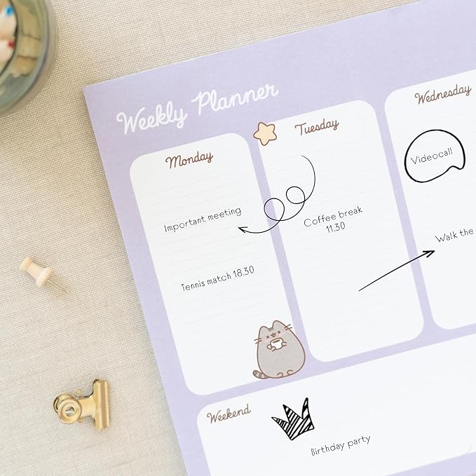 To Do List Notepad Pusheen Calendar A4 | Daily, Weekly Planner | ADHD Planner Pad | 54 Tear-Off Sheets 90 gsm | Pusheen Stationery | Improve Productivity | Task Planner