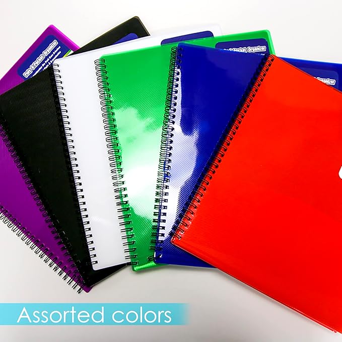 BAZIC Products 8 Pockets Poly Folder Portfolio, Letter Size Plastic Folders Holder for Office Documents Paper Organizer, Assorted Color, 6-Pack