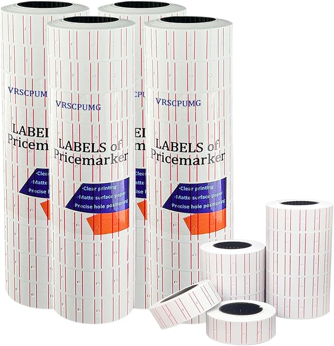40 Rolls of Price Labels - 20,000 Blank Tags, 1-Line 8-Bit Pricing Labels for Retail. Compatible with MX5500, NEW5500, CN-979 and More 1-Line Pricing Gun Machines. Color: White