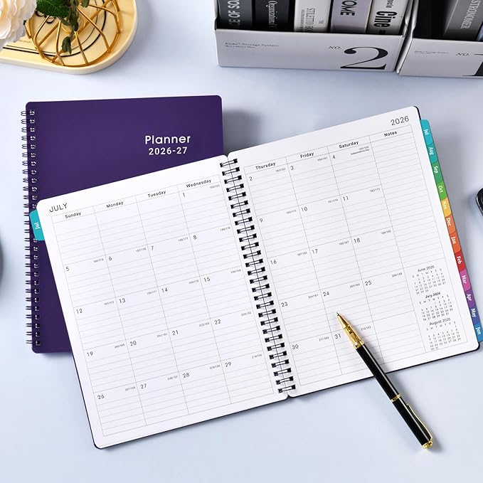 Planner 2026-2027 - Planner 26-27, Jul. 2026 - Jun. 2027, 8”× 10”, 2026-2027 Weekly & Monthly Planners with Monthly Tabs, Strong Twin-Wire Binding, Waterproof cover