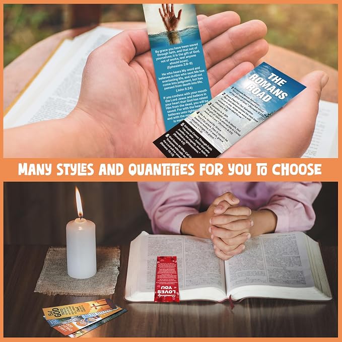 100 Pcs Gospel Tract Card Bible Tract for Evangelism Salvation Bookmarks Bulk Christian Pocket Card Inspirational Prayer Postcards for Women Men Church & Office Supplies, 20 Designs
