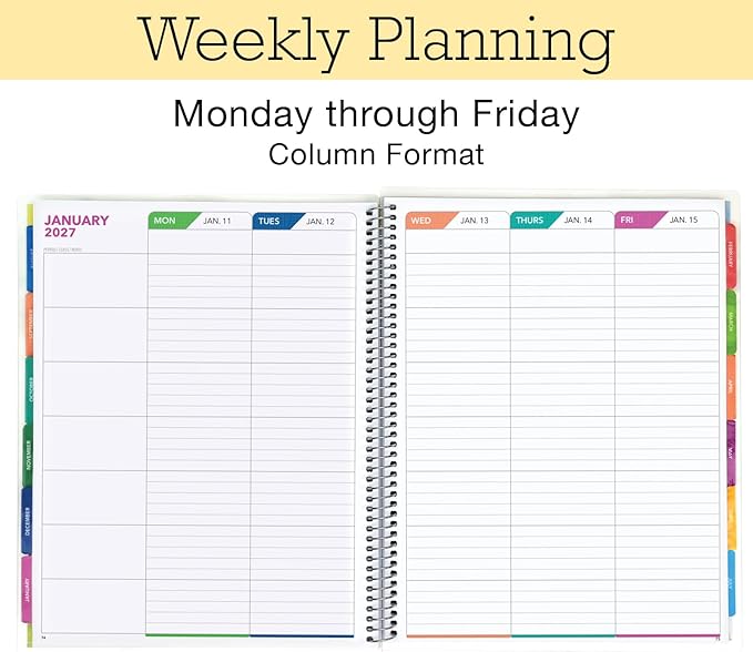 LITE TEACHER PLANNER - Aug 2026-Jul 2027, 8.5" x 11" Daily Weekly Monthly Organizers - Includes 7 Periods, Dated Calendar, Page Tabs, Bookmark, and Planning Stickers (Teal Gold Marble)