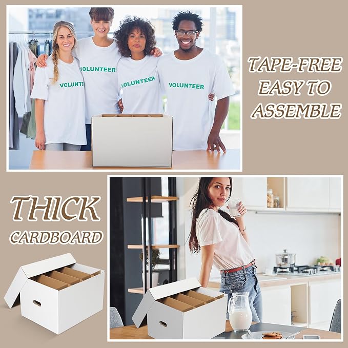 Fuyoooo 2 Pack Large Dish Packing Boxes for Moving with Divider 20 x 15 x 12 Inch Kitchen Moving Boxes with Reinforced Handle Lid Packing Supplies for Dishes and Glassware