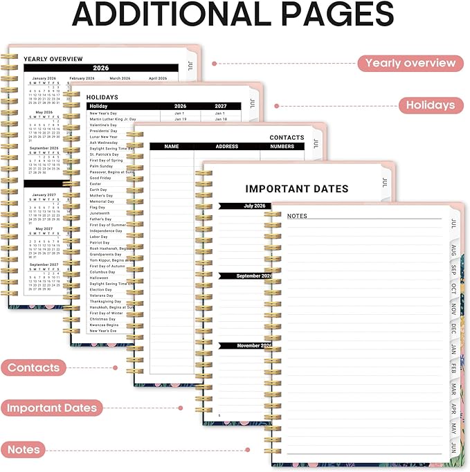 Planner 2026-2027, Academic Year Weekly and Monthly Calender Planner, from Jul 2026 - Jun 2027, Spiral Bound School Planning Book, Perfect for Teacher, Student, Women & Men, A4 (8.5" x 11"), Meadow Wanderer