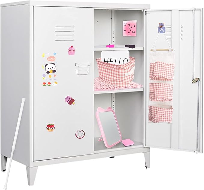 Tazimi Locker Accessories Kit with Magnetic Whiteboard, Mirror, Hook, Rug, Storage Bag, Pen Holder - Back to School Essentials for Girls' Locker Organizer
