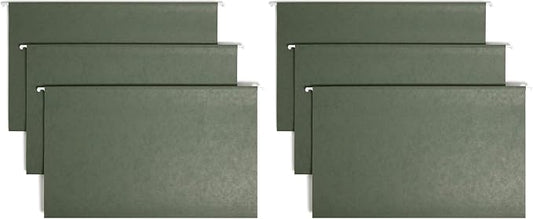 Smead Hanging File Folder with Tab, 1/3-Cut Adjustable Tab, Legal Size, Standard Green, 25 per Box (64135) (Pack of 2)