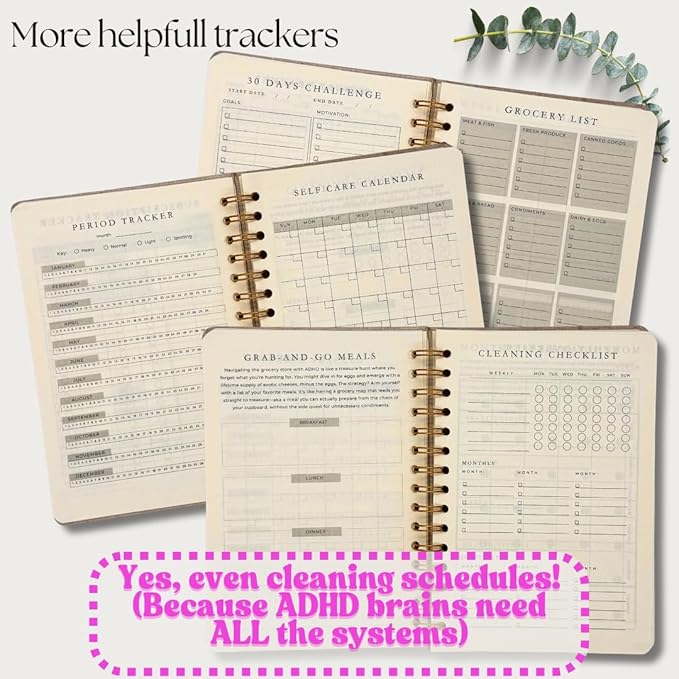 Neurodivergent ADHD Planner for Adults - Undated 90 Day Focus & Inspiration System | Daily Mental Health Planner with Medication Tracker & Brain Dump Tools | Premium Linen Cover