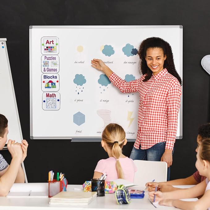 SWANCROWN Large Magnetic Dry Erase Whiteboard 40" x 30 ", Aluminum Frame with Silver, Wall Mounted or Hanging White Board, Home Office Classroom Board