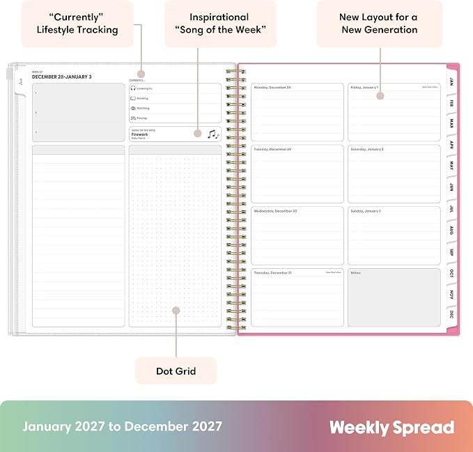Blue Sky Gen Z 2027 Weekly and Monthly Planner Calendar, January 2027 - December 2027, 8.5" x 11", Flexible Cover With Zip Pouch, Durable Twin Wire Binding, Laminated Tabs, Storage Pocket, Capri