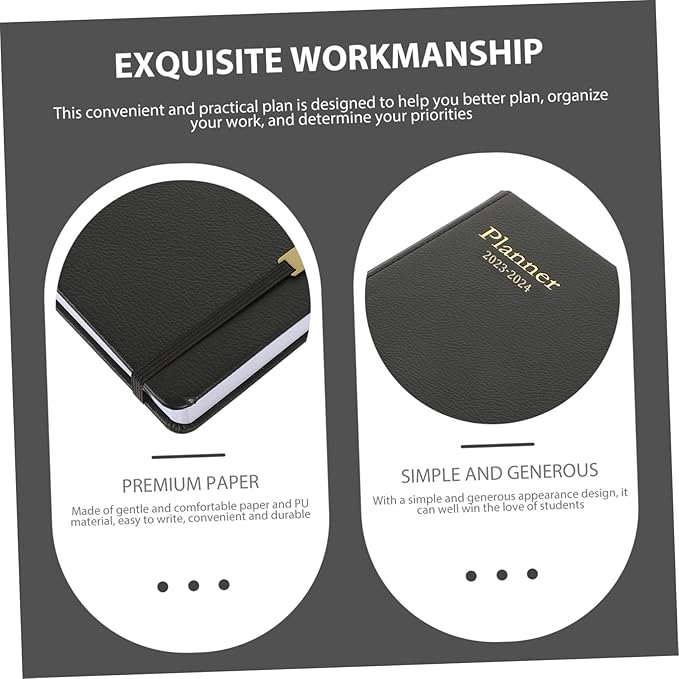 STOBOK 1set Convenient Portable Academic Planner Book Pu Calendar Organizer for Daily Scheduling -do Lists for Home and Office Use