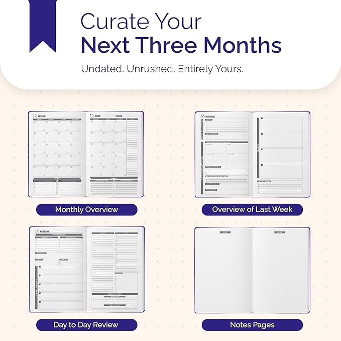 Panda Planner Classic A5 Daily Planner 2026 – Undated Quarterly Planner & Daily Task Planner with Hourly Schedule, To Do List, Goal Planner, Habit Tracker & Gratitude Journal for Focus & Organization – Purple