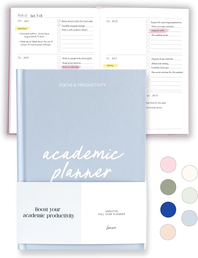 Lamare Academic Planner 2026 College Essentials – Undated Weekly College Student Planner for Homeschool, High School, College & Nursing Students