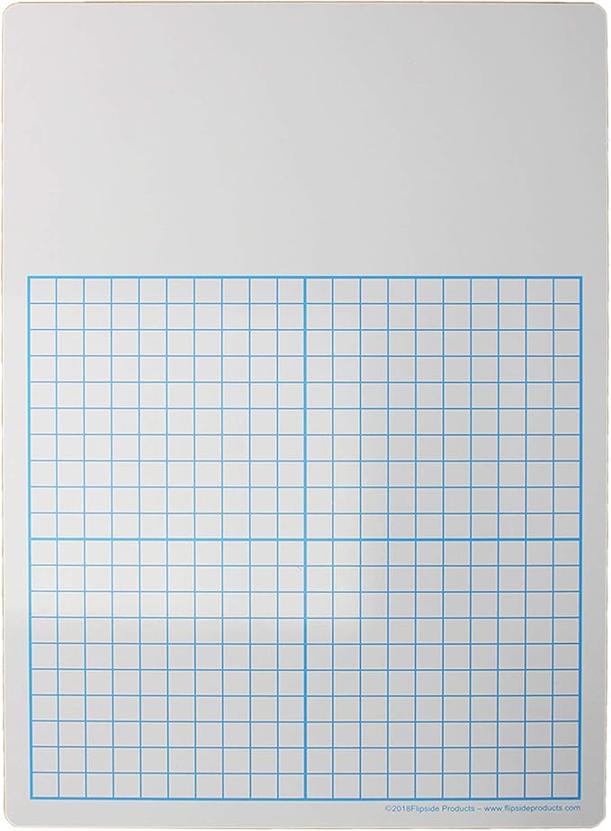 Flipside 1/2" Graph Dry Erase Board, 11" x 16" Single, White
