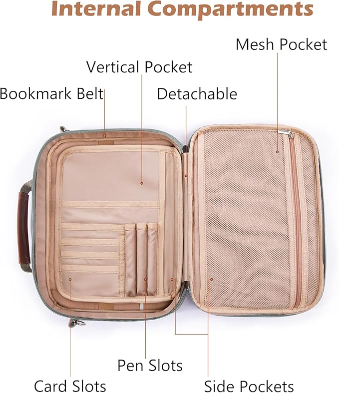 Aplufine Bible Cover for Men-Bible Case for Women-Medium Bible Bags and Totes-Large Bible Carrying Case-Bible Carrier with Shoulder Strap,Detachable Pen Loops for Bible Accessories,Gift Men Women