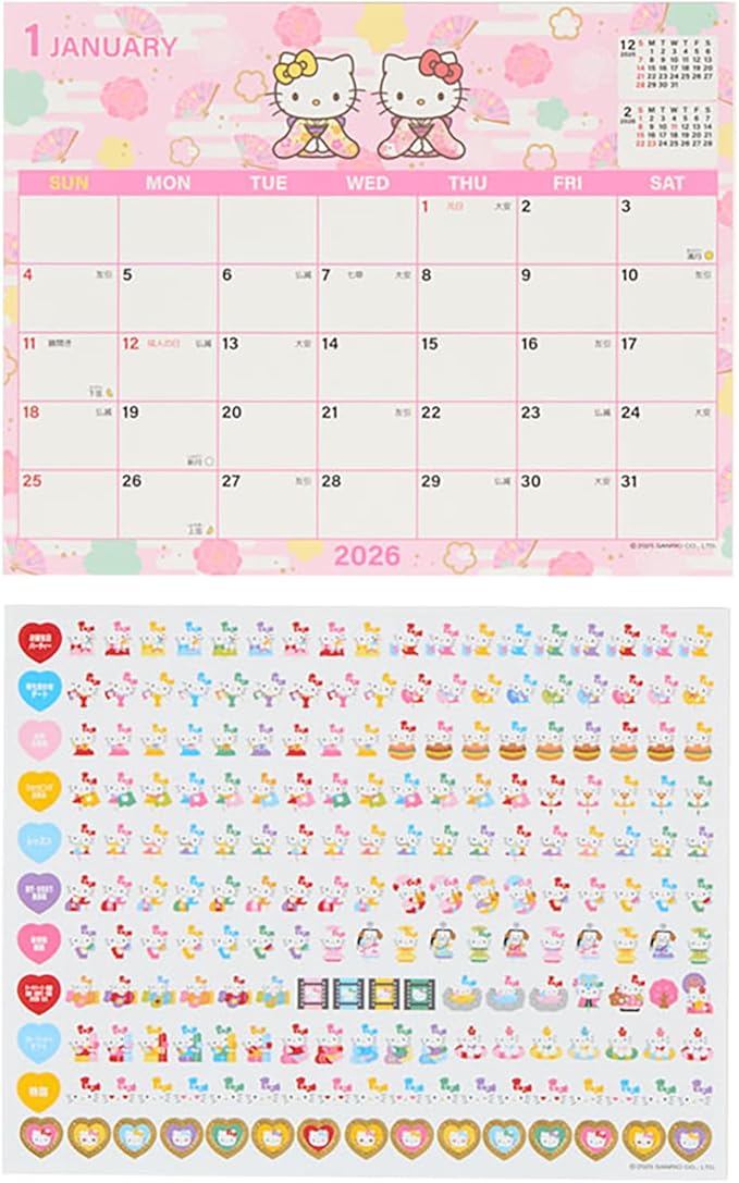 Sanrio Hello Kitty Sheet Calendar, 2026, Paper, Tabletop 622265