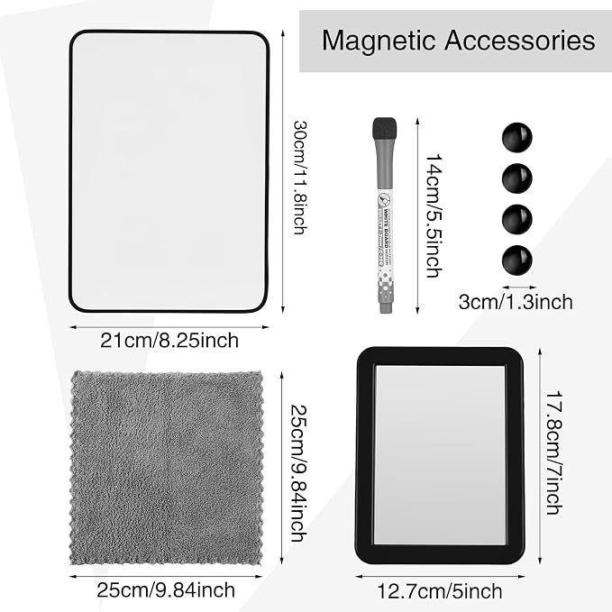 Ctosree 13 Pcs Locker Organizer and Accessories Kit Stackable Mesh Locker Shelf, Pen Holder, Magnetic Mirror, Whiteboard, Cloth, Marker, Magnet for Classroom Back to School Essentials(Black)
