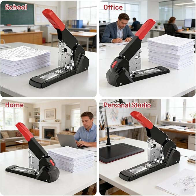 AFMAT Heavy Duty Stapler, 210 Sheet Staplers for Desk with 7000 Staples, Jam-Free, 50000+ Uses, 60% Reduced Effort, Easy Reload, Adjustable Paper Guide, Large Metal Manual Office Staplers, ES15