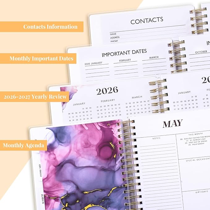 Planner 2026-2027, Large 18 Months Academic Daily Weekly Monthly Planner Yearly Agenda Jan. 2026–June. 2027, 7.9" x 9.8", Page Tabs, Separator Page, Pocket Folder, Bookmark, Stickers, Sticky Note Set