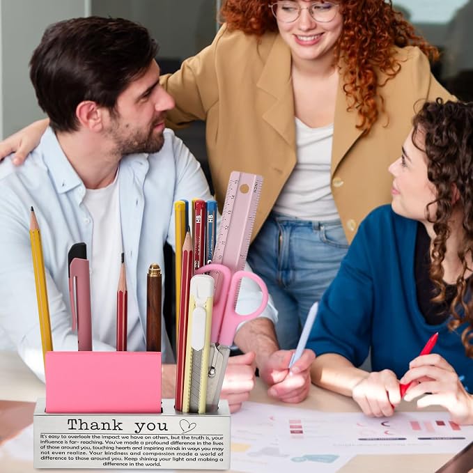 Thank You Gifts for Leader Mentor Boss Teacher Coworker, Inspirational Pen and Pencil Holder Appreciation Gift for Making a Difference, Graduation Recognition Gift Stainless Steel Pen Holder TZC67