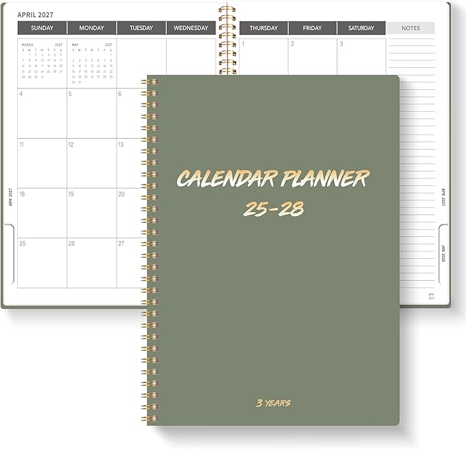 Monthly Planner 2025-2028, 2025 Calendar 36 Months Planner With Monthly Tabs, July 2025- June 2028, 8.5" x 11", 3 Years Academic Calendar Hard Cardboard Cover with Spiral Bound, Perfect for School & Office for Women & Men