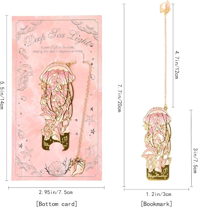 4 Pcs Metal Bookmarks Set for Reading Lovers Book Lovers Gifts, for Women, Men, Kids, Girls, Readers - Jellyfish