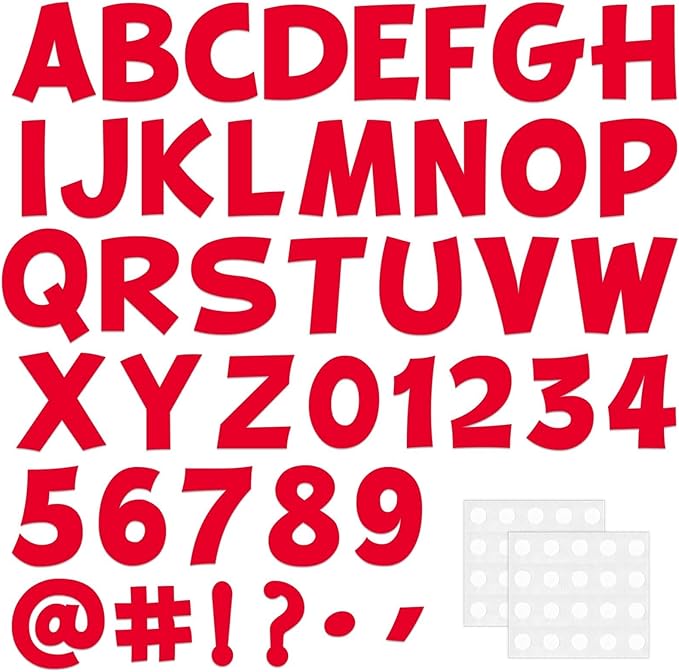 270Pcs 3In Bulletin Board Paper Letters and Numbers, Capital Letters, Numbers, Punctuation Card Stock Punch Out Letter for Classroom Poster Bulletin Board Window Door Home Decor Mailbox Sign, Red