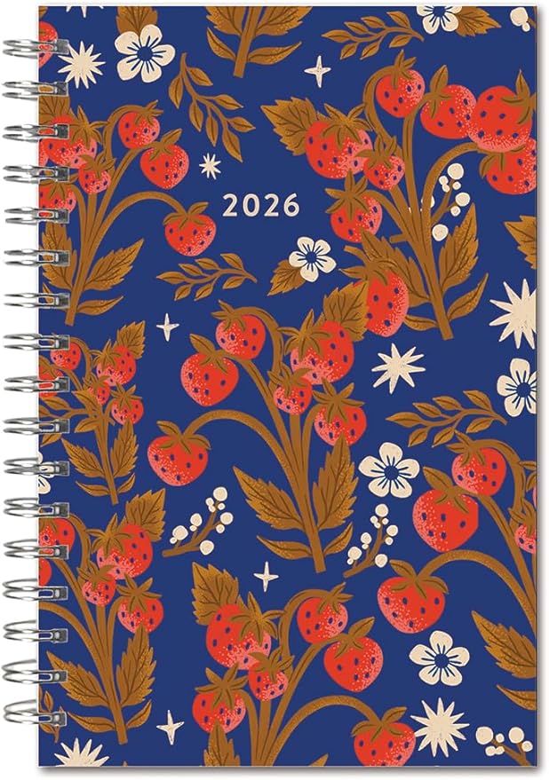 2026 Weekly & Monthly Planner, Botanical Fruit and Floral Design, 12-Month Engagement Calendar: 2026, 6" x 9", Strawberry Fields