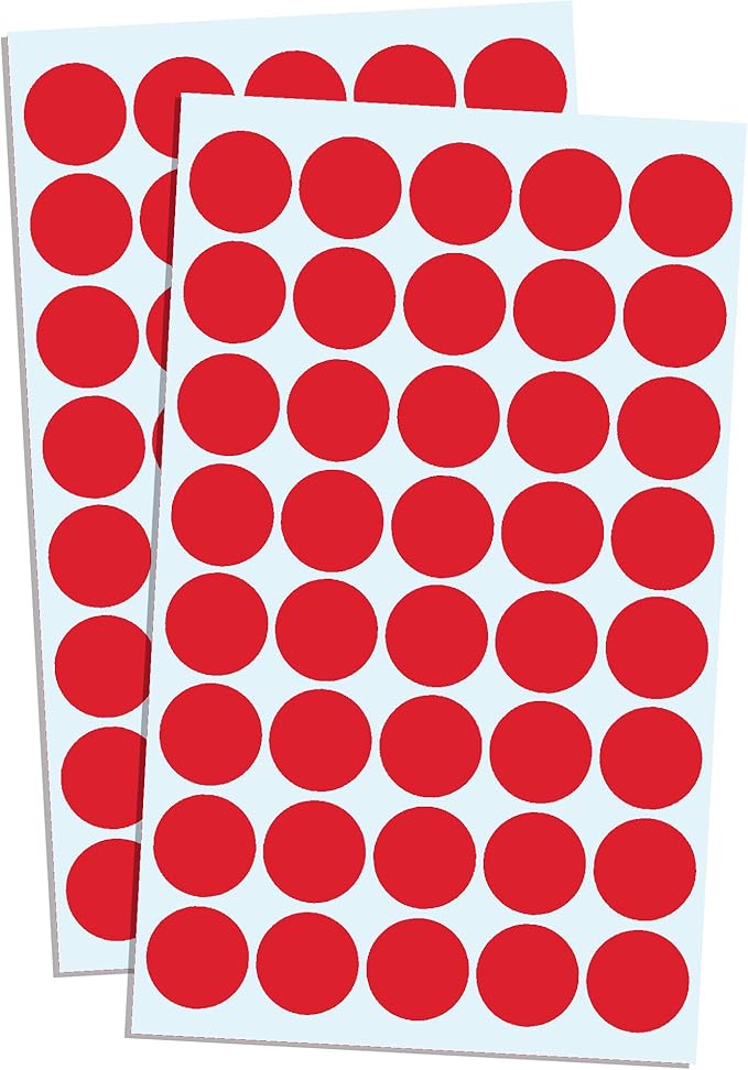 TownStix 8000 Pack, 3/4" Round Dot Stickers Circle Labels - Red