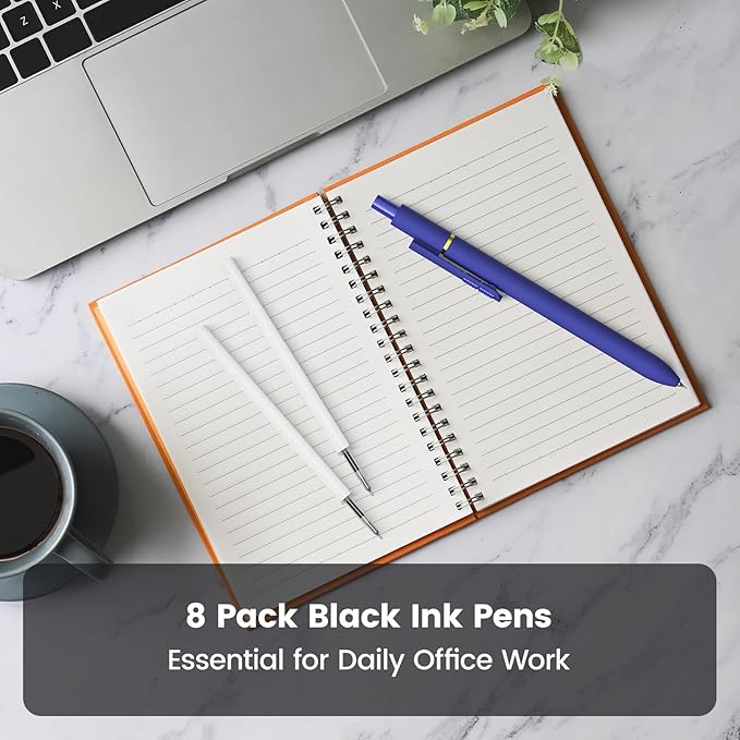 16Pcs Black Gel Pens - 0.7mm Medium Point Black Ink Pens | Smooth Writing - Quick Drying Retractable Pen for Men Women (Vintage - 16Pcs)
