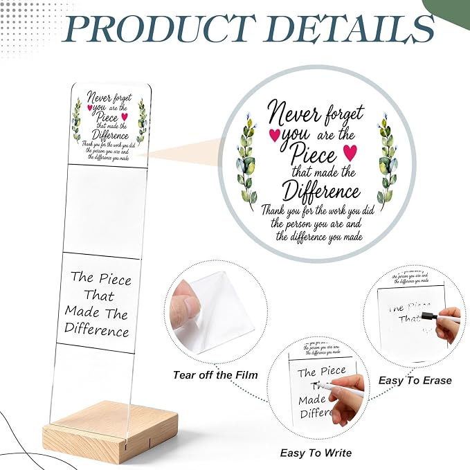 Affrolling Monitor Memo Board with Removable Wooden Base Acrylic Portable Memo Notes Holder Desk Accessories Organizer with 600 Sheets Reminder Notes Office Desk Decor Gift (Appreciation)