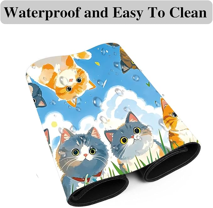 Mouse Pad Gaming Mousepad 31.5x11.8 Inch XXL Large + Coasters,Desk Mat with Stitched Edges, Non-Slip Rubber Base, Thick Mouse Pad for Computer, Laptop, Office & Home - Cute Cat Family