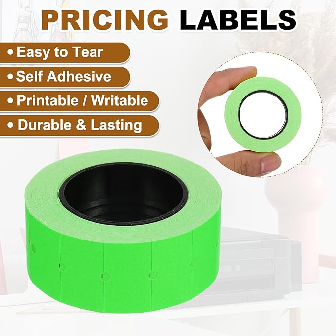PATIKIL Pricing Labels, 10 Rolls 5000 Price Price Gun Labels Self-Adhesive Rectangular Puzzle Shape Marker Tag Stickers for Date Gun, Green