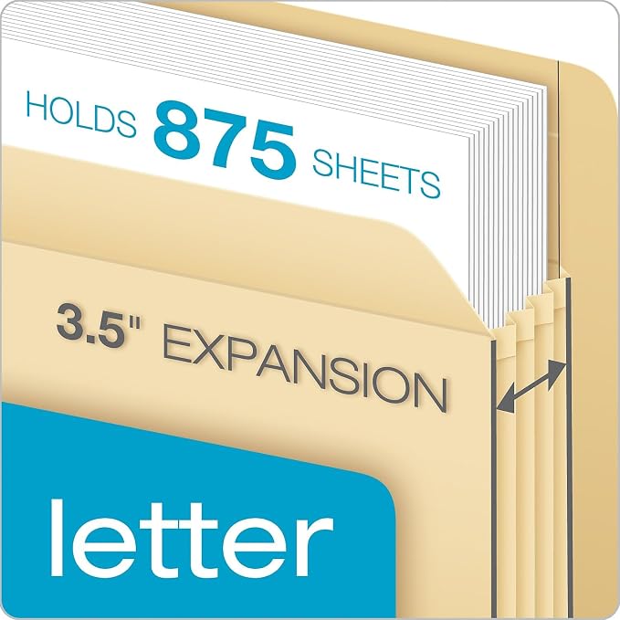 Pendaflex 12812 Manila Drop Front Shelf File Pockets, Straight Cut, Letter, Manila (Box of 25)