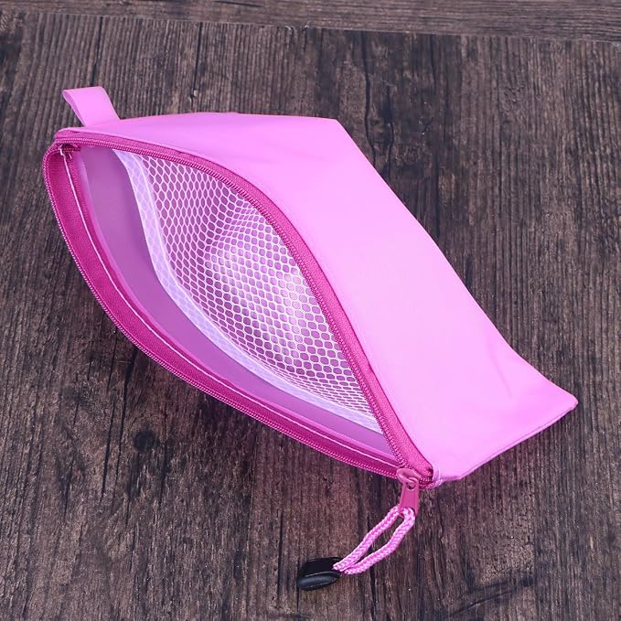 Operitacx 12pcs Portable Mesh Zipper File Bags Pvc Pencil Cases for Office School Supplies Random Color Stationery Document Storage Pouches