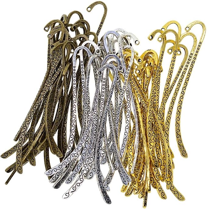 60pcs Metal Bookmarks Beading Vintage Bookmark, Retro Bookmarks with Hook for Adults, Kids, Teacher Student Reading and Enthusiasts Gifts