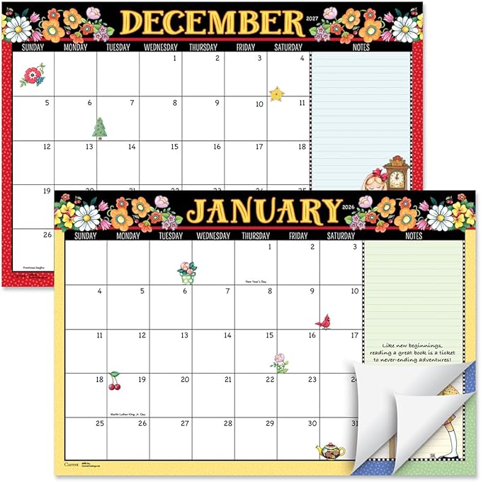 Current 2026-2027 Mary Englebreit Desk Calendar Pad, 11-Inch x 16-1/4-Inch Size, Large 24-Month Bookstore-Quality Calendars for Kitchen & Office