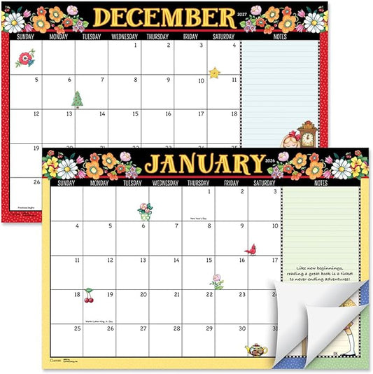 Current 2026-2027 Mary Englebreit Desk Calendar Pad, 11-Inch x 16-1/4-Inch Size, Large 24-Month Bookstore-Quality Calendars for Kitchen & Office