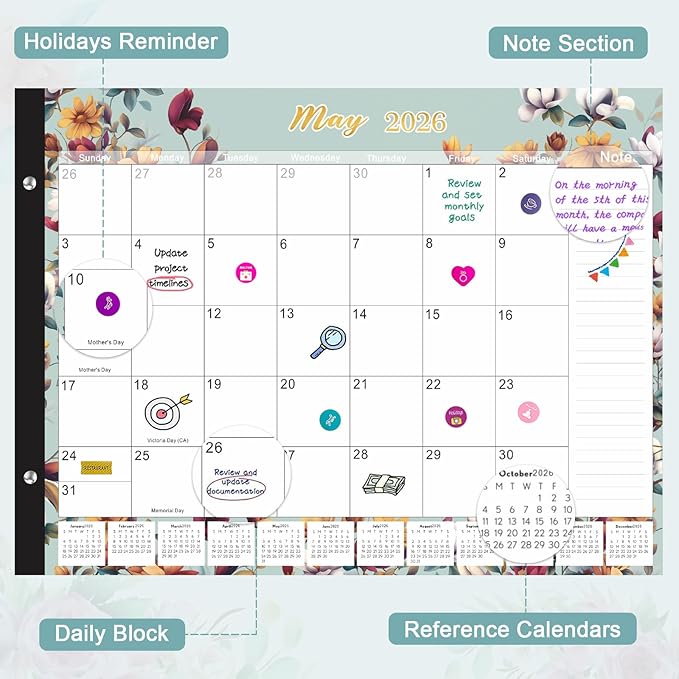 Gannyfer Desk Calendar 2026-2027 - 18 Month Large Desk Calendar 2026, Use January 2026 to June 2027, 22" x 17" Desktop Pad Calendar, Office Supplies Perfect for Planning and Organizing In Your Home, School or Office(6 Stickers Included)