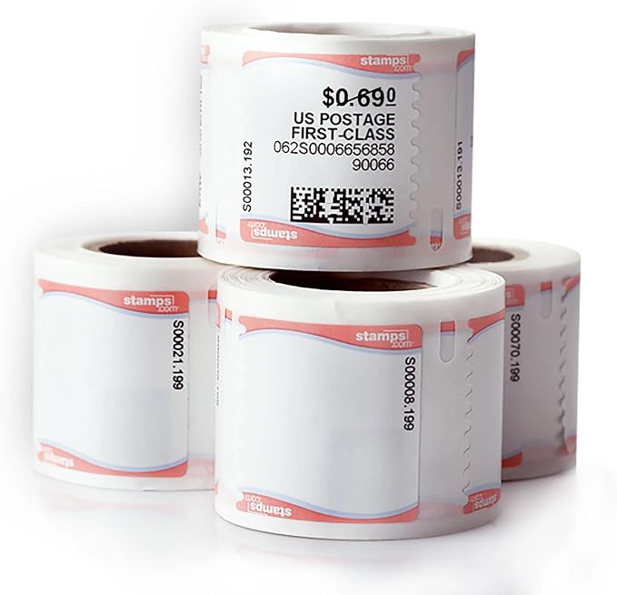 NetStamps 800-Pack (4 Roll) Printable Postage Labels (Stamps.com Subscription Required) - Print Approved Postage - Inkjet & Laser Printers - Business, Personal, Home