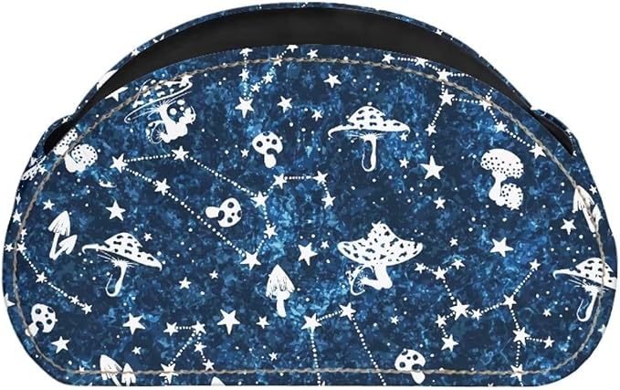 Forchrinse Galaxy Mushroom Remote Control Holder Organizer Box with 5 Compartment PU Leather Office Organization and Storage Caddy Store,Multi-Functional