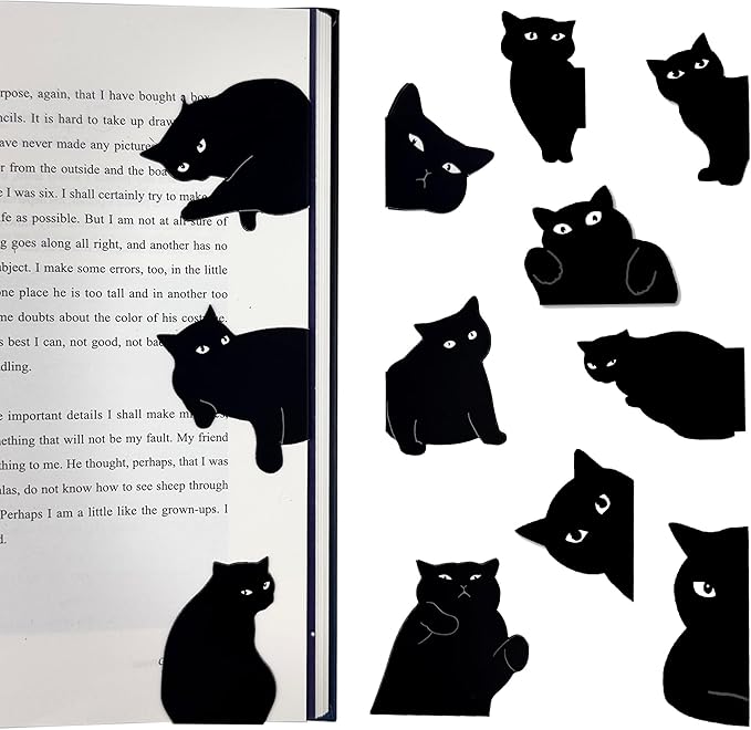SONAME 12 Pieces Magnetic Bookmarks - Cute Cat Page Markers for Book Lovers,Book Markers Clip for Student Teacher Reading (AB)