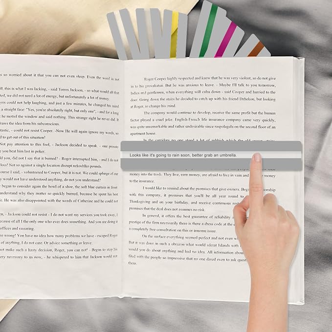 Guided Reading Strips & Highlight Strips, Reading Assistance Strips for Home Study, Dyslexia Reading Tools, Color Overlays for Dyslexia, Improve Focus & Comprehension, Colored, (8 Pieces)