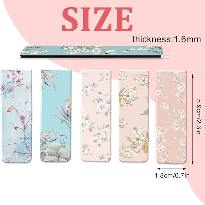 30 Pieces Bookmarks, Magnetic Bookmarks for Women, Page Markers for Students Teachers Reading (Floral Style)