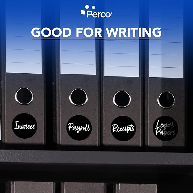 Perco Black 3-Inch Round Circle Dot Sticker Labels with Easy Peel Perforation - 500 Labels per Roll - Strong Adhesion, Vibrant Colors for Organizing, Crafting & More - Made in USA