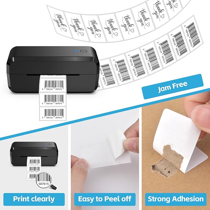 NineLeaf 4 Roll 2''x1'' Direct Thermal Label UPC Barcodes Postage Shipping Address Labels with 1300 Labels/Roll Compatible for Zebra Eltron Rollo Desktop Label Printers