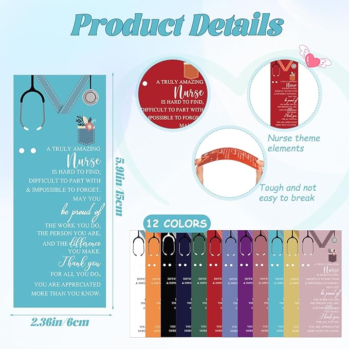 Jetec Nurse Appreciation Gifts Bulk 2026 Nures Week Pens for Women Men Graduation Students Inspirational Bookmark Card Ballpoint Pen Keychain for Nursing Coworker Assistant Thank You Gifts(12 Sets)